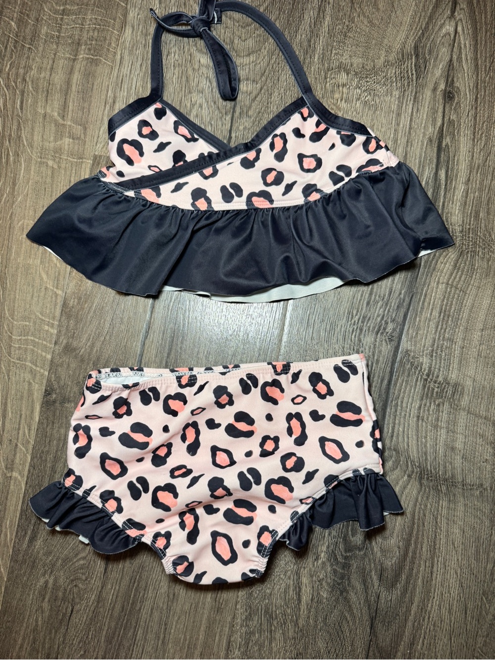 Toddler two piece cheetah print bikini